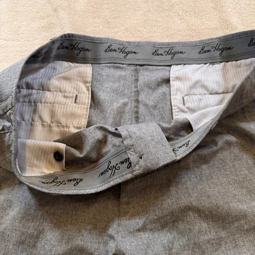Ben Hogan Golf Shorts Mens Gray Heather Performance Stretch‎ Flat Front Sz 42